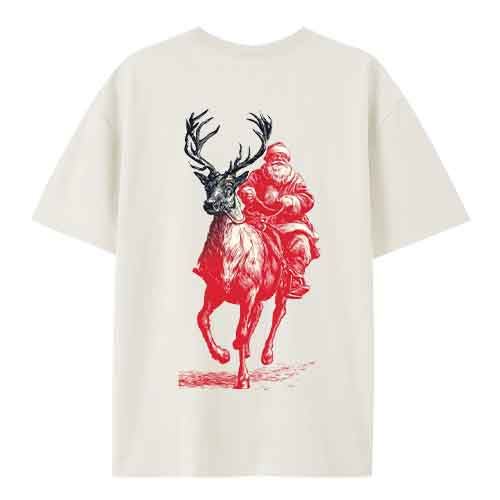 Santa Ride Tee – Bold Christmas Reindeer Shirt
