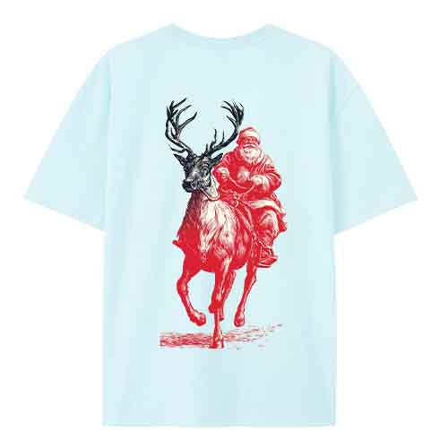 Santa Ride Tee – Bold Christmas Reindeer Shirt