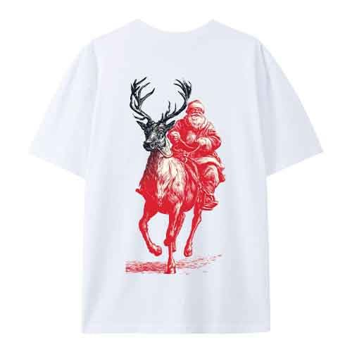 Santa Ride Tee – Bold Christmas Reindeer Shirt